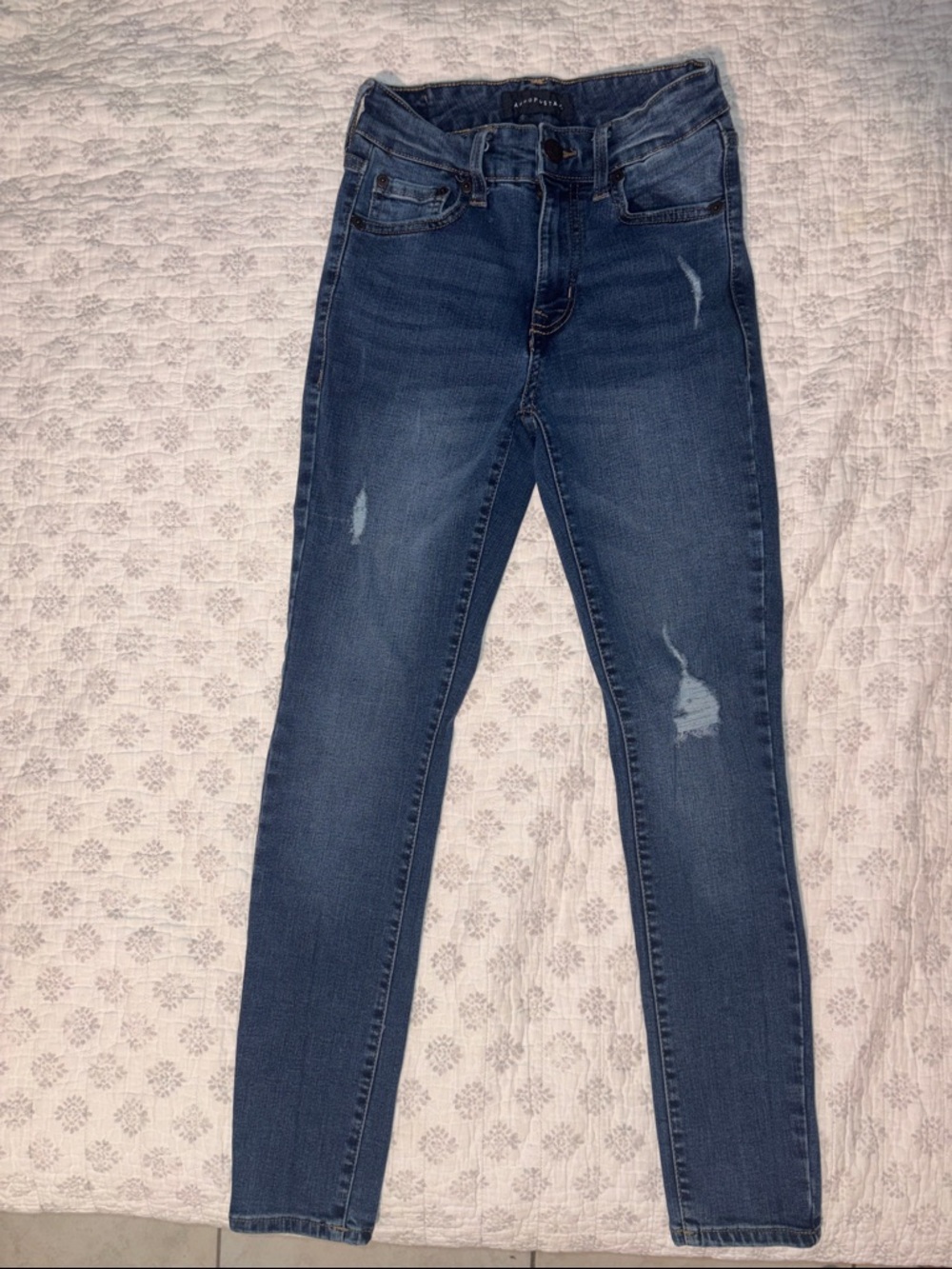Aeropostale Dark Blue Skinny Jeans with Light Distressing